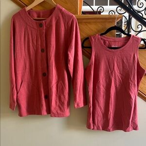 d & co. Active 2-pc set Rose Shirt and Cardigan Set Size Medium New